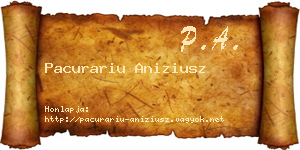 Pacurariu Aniziusz névjegykártya